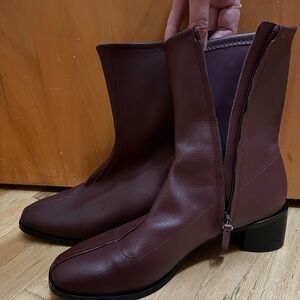 Quince Merlot Italian Leather Stretch Sock Bootie